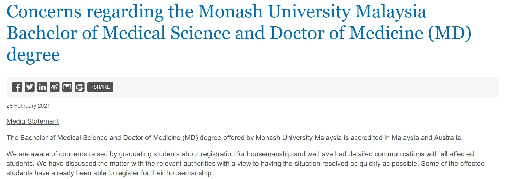 Monash University MD Degree